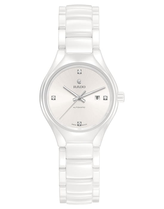 Rado Rado True Automatic Diamonds R27244712 Automatic R27244712 механические женские часы серебристый циферблат, браслет керамика — вид спереди